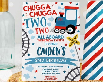 Editable Chugga Chugga Two Two Train Birthday Party Invitation Chugga Chugga Choo Choo Party Two Two Train Party Invite Instant Download TC