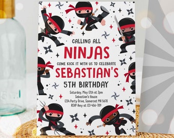 Editable Ninja Birthday Party Invitation Karate Birthday Invitation Warrior Birthday Party Martial Arts Ninja Party Instant Download CR4