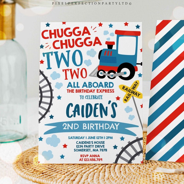 Editable Chugga Chugga Two Two Train Birthday Party Invitation Chugga Chugga Choo Choo Party Two Two Train Party Invite Instant Download TC