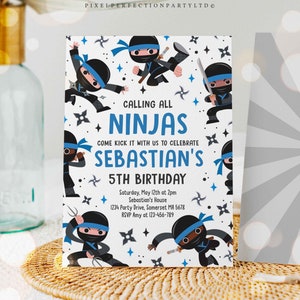 Editable Ninja Birthday Party Invitation Karate Birthday Invitation Warrior Birthday Party Martial Arts Ninja Party Instant Download CR4