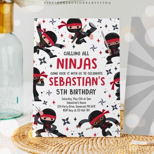 Editable Ninja Birthday Party Invitation Karate Birthday Invitation Warrior Birthday Party Martial Arts Ninja Party Instant Download CR4