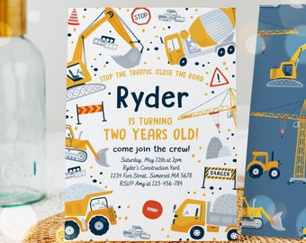 Editable Construction Birthday Invitation Dump Truck Birthday Party Digger Excavator Dumper Construction Site Party Instant Download AC