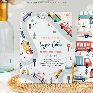 Editable Transportation Birthday Invitation Trucks And Cars Birthday Party First Responders Birthday Party Digger Party Instant Download AUH