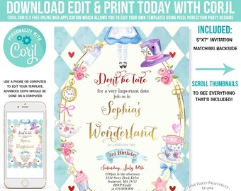 Alice In Wonderland Invitation Etsy