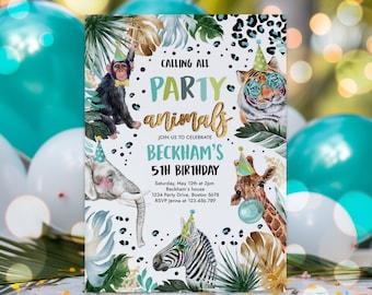 Editable Party Animals Birthday Invitation Leopard Print Safari Animals Birthday Party Invitation Leopard Print Birthday Party Download W3