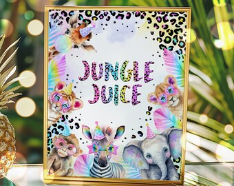 Safari Party Animals Jungle Juice Birthday Sign Safari Leopard Print Wild One Two Wild Party Safari Animal Party Decor Instant Download XQ