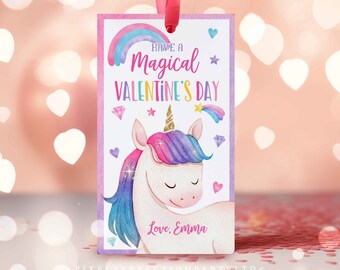 Editable Unicorn Valentine's Day Gift Tag Magical Valentine Unicorn Gift Tag Valentine School Tag Valentine Gift Tag Instant Download VL