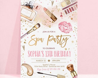 Glam Spa Spa Birthday Party Invitation Makeup Birthday Party Invite Glam Squad Birthday Party Invitation Girl Birthday Party Invitation