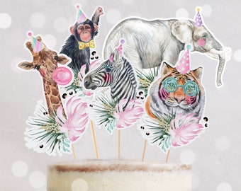 Safari Animals Birthday Centerpiece Cake Toppers Safari Animals Cake Toppers Safari Cutouts Safari Birthday Party Decor Instant Download DL