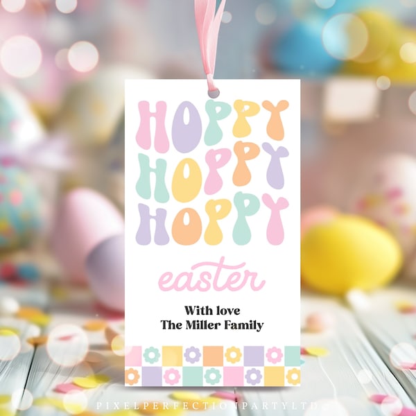 Editable Happy Easter Gift Tag Hoppy Easter Gift Tag Easter Friend Tag Teacher Classroom Tag Easter Treat Gift Tag Instant Download AH