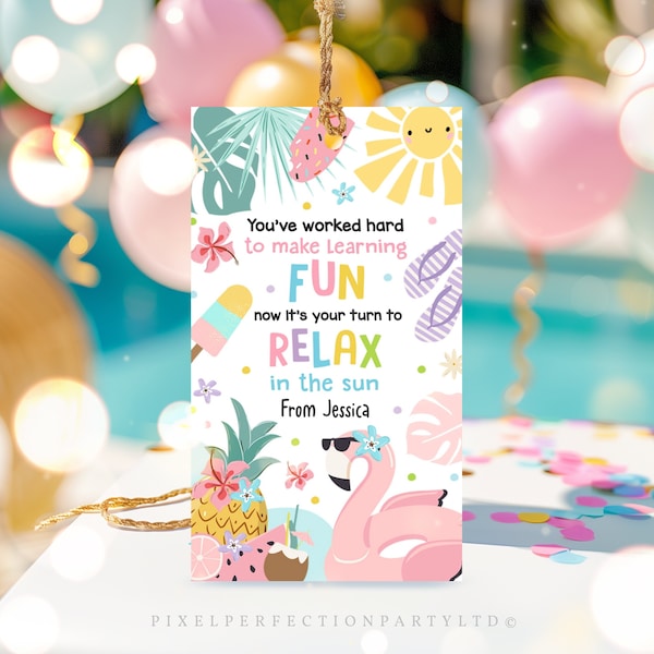 Teacher Appreciation Gift Tag Your Turn To Relax In The Sun Teacher Tag End of School Year Teachers Appreciation Week Instant Download FH