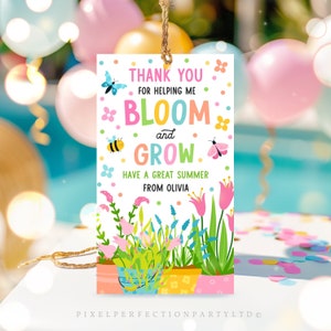 Editable Thank You For Helping Me Bloom And Grow Flower Teacher Classroom Appreciation Gift Tag End of Year Summer Tag Instant Download FH