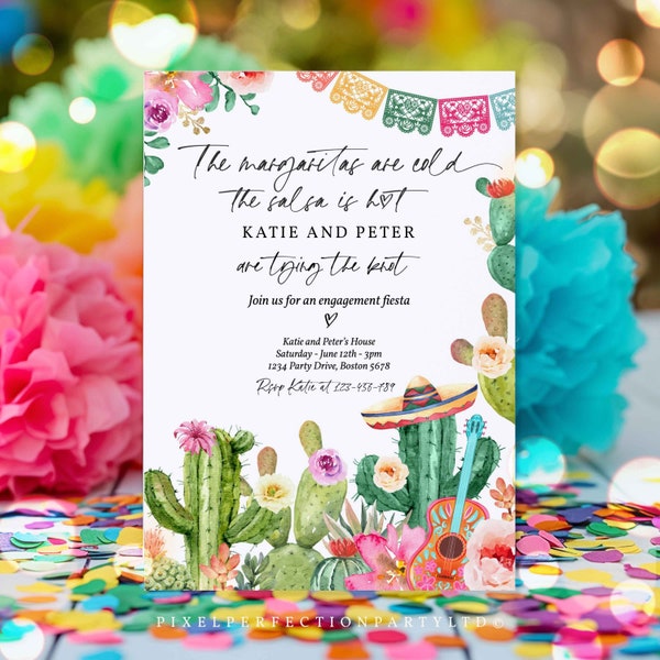 Editable Fiesta Engagement Invitation Couples Shower Fiesta The Margaritas Are Cold The Salsa Is Hot Tying the Knot Instant Download GE