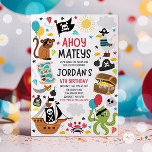 Editable Pirate Birthday Party Invitation Pirate Ship Invitation Cute Pirate Party Treasure Map Invitation Pirate Party Instant Download SAQ