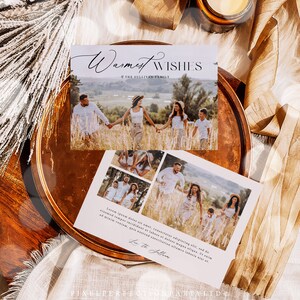 Editable Modern Minimalist Christmas Photo Card Template Simple Calligraphy Script Multiple Pictures Holiday Photo Card Instant Download HH8