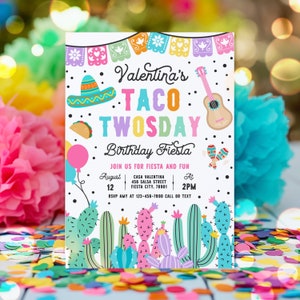 Editable Taco Twosday Birthday Fiesta Invitation Taco Twosday Fiesta 2nd Birthday Party Mexican Cactus Birthday Party Instant Download 6T2