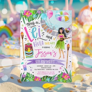 Editable Hawaiian Luau Birthday Invitation Pineapple Luau Birthday Party Pineapple Hawaiian Birthday Luau Pool Party Instant download HP