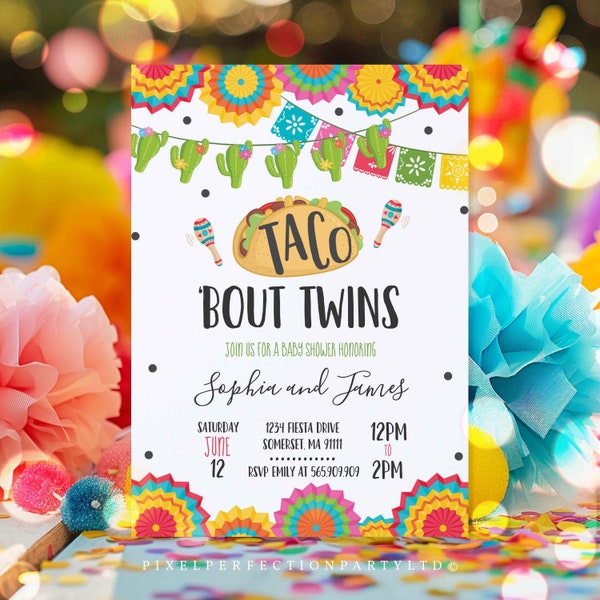 Taco 'Bout Twins Invitation Taco Baby Shower Invitation Taco Twin Baby Shower Invite Fiesta Cactus Shower Instant Download Editable PDF 09