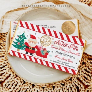 EDITABLE Personalized Candy Bar From Santa Claus Gift From Santa Holiday Candy Bar Wrapper Christmas Eve Box Printable Instant Download E23
