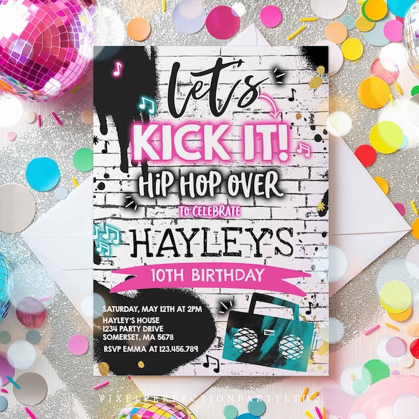 Editable Hip Hop Invitation Hip Hop Dance Party Neon Glow Hip Hop Dance Party Graffiti Wall Spray Paint Hip Hop Party Instant Download YP