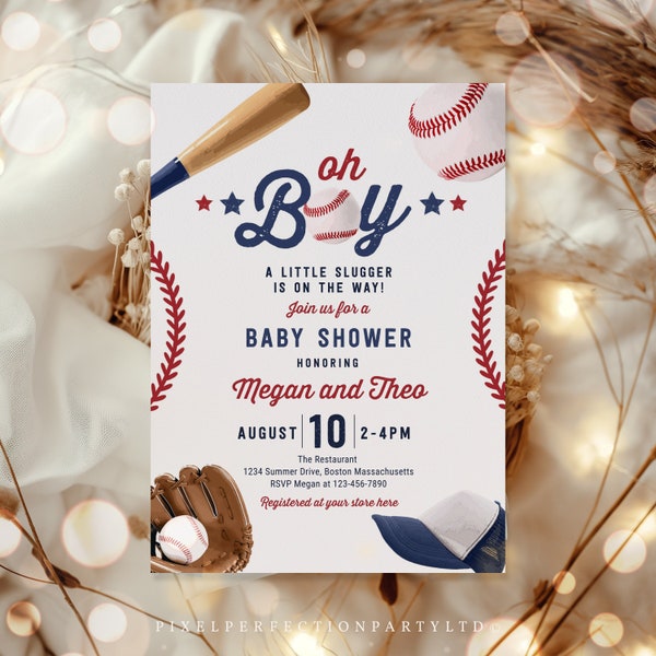 Editable Baseball Baby Shower Invitation Sports Baby Shower Invitation Baseball Little Slugger On The Way Baby Shower Instant Download AQQ