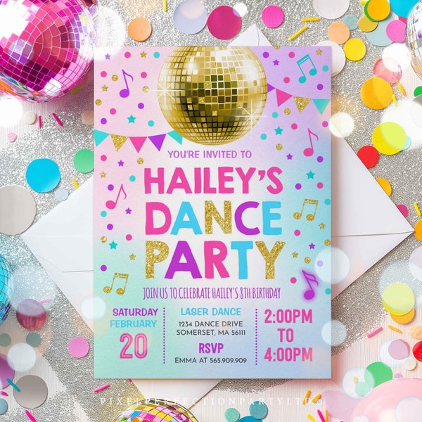 Dance Party Invitation Disco Party Invitation Glow Dance Party Neon Glow Dance Party Disco Dance Party Instant Editable File Corjl L8