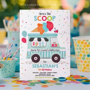 Editable Ice Cream Truck Birthday Invitation Ice Cream Birthday Invitation Ice Cream Party Ice Cream Truck Party Instant Download XU