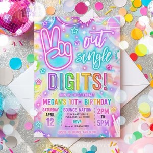 Editable Peace Out Single Digits Birthday Party Invitation