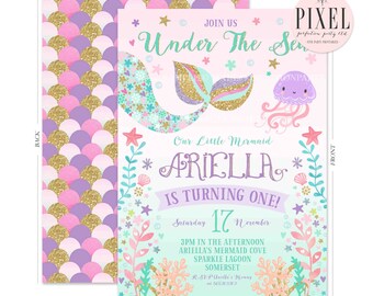 mermaid invitation etsy