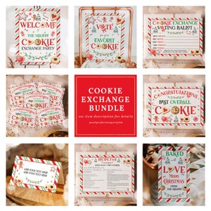 Editable Cookie Exchange Party Kit Cookie Signs Tags Labels Cookie Ballot And Award Certificates Cookies Recipe Cards Instant Download LE