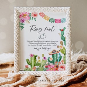 Fiesta Ring Jagd Spiel Zeichen Fiesta Bridal Shower Ring Hunt Zeichen Party Decor Taco 'Bout Love Fiesta Mexikanische Kaktus Zeichen Brautparty Spiele GE
