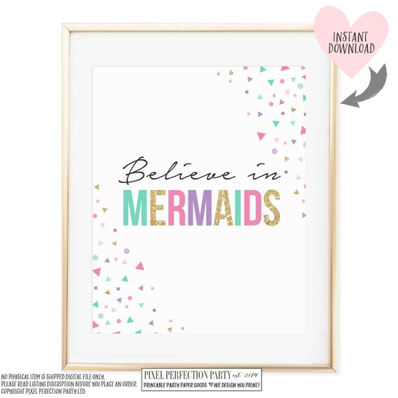 Believe In Mermaids Wall Art Believe In Mermaids Nursery Art Wall Quote Believe In Mermaids Whimsical Fairytale Quote Instant Download Il_570xn
