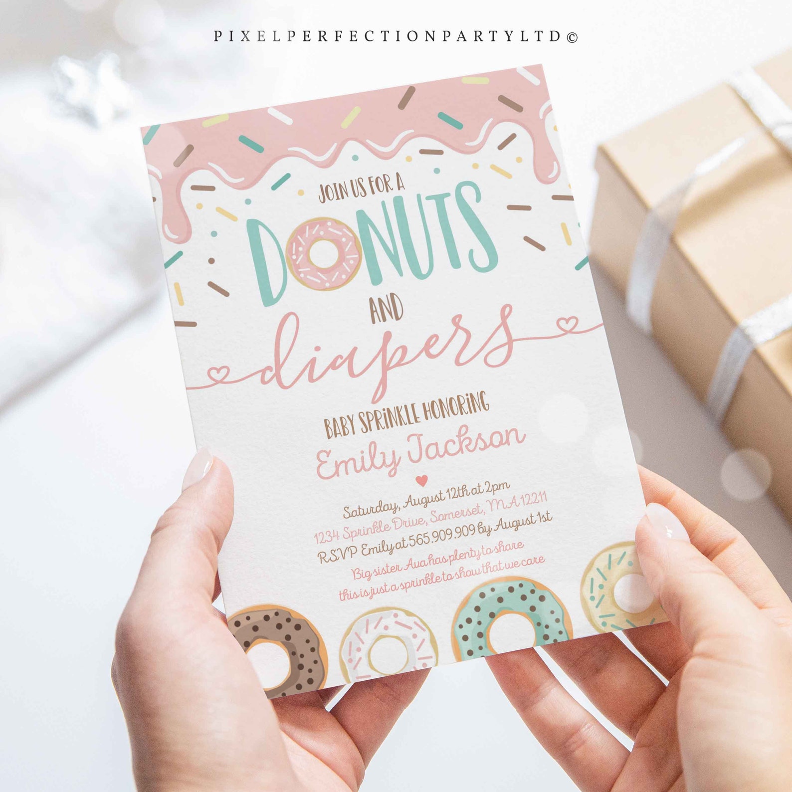 Editable Donuts and Diapers Baby Sprinkle Donut Baby Sprinkle - Etsy