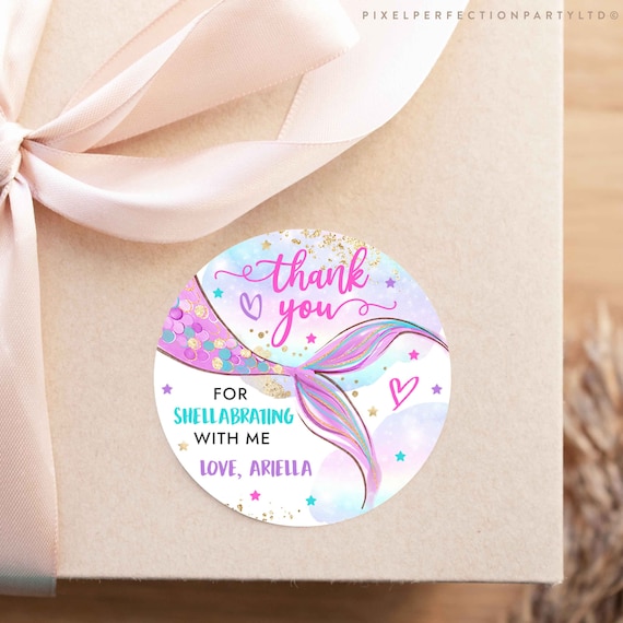 Editable Mermaid Birthday Favor Tag Mermaid Gift Tag Whimsical Mermaid Under The Sea Sticker Tag Topper Instant Download Editable File UH Il_570xn