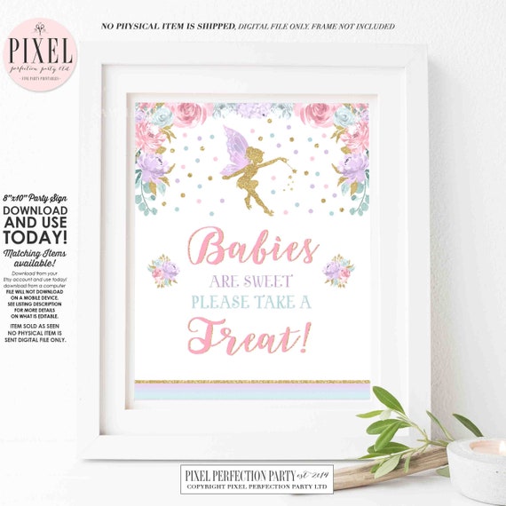 Fairy Baby Shower Party Sign Fairy Baby Shower Table sign Fairy Baby Shower Treat Sign Babies Are Sweet Please Take A Treat Instant File FF1 Il_570xn