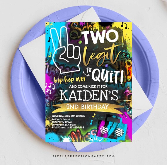 Editable Two Legit To Quit Birthday Party Invitation Hip Hop 2nd Birthday Party 90s Hip Hop Birthday Party Graffiti Instant Download TL Il_570xn
