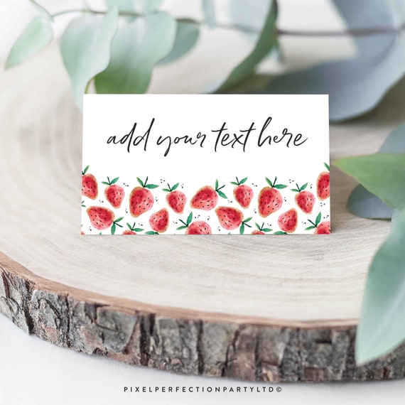 Editable Strawberry Birthday Party Food Labels Berry First Birthday Party Fold Over Favors Label Berry Sweet Birthday Instant Download VC Il_570xn