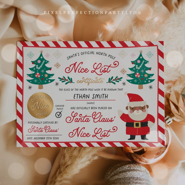 EDITABLE Santa Claus Official Nice List Certificate Letter From The Desk Of Santa North Pole Mail Christmas Eve Box Instant Download E23