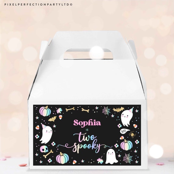 Editable Pastel Halloween Gable Box Labels Ghost Two Spooky Treat ...