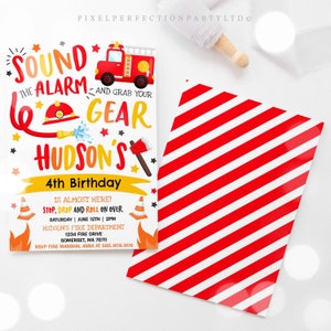 Firetruck Invitation Firetruck Birthday Invitation Firefighter Birthday Invite Fireman Birthday Invitation Instant Editable File Corjl X4 image 4