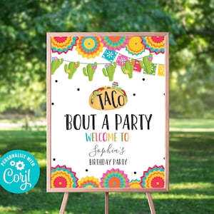 Taco &#39;Bout a party Welcome Sign Fiesta birthday party Welcome Sign Editable Fiesta party Welcome Sign Fiesta Party Decor Editable Corjl 09