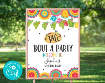 Taco 'Bout a party Welcome Sign Fiesta birthday party Welcome Sign Editable Fiesta party Welcome Sign Fiesta Party Decor Editable Corjl 09