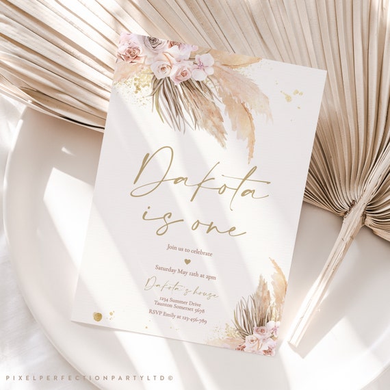Editable Pampas Grass Boho Birthday Invitation Bohemian Birthday Party Muted Earthy Tone Birthday Party Desert Birthday Instant Download PG Il_570xn