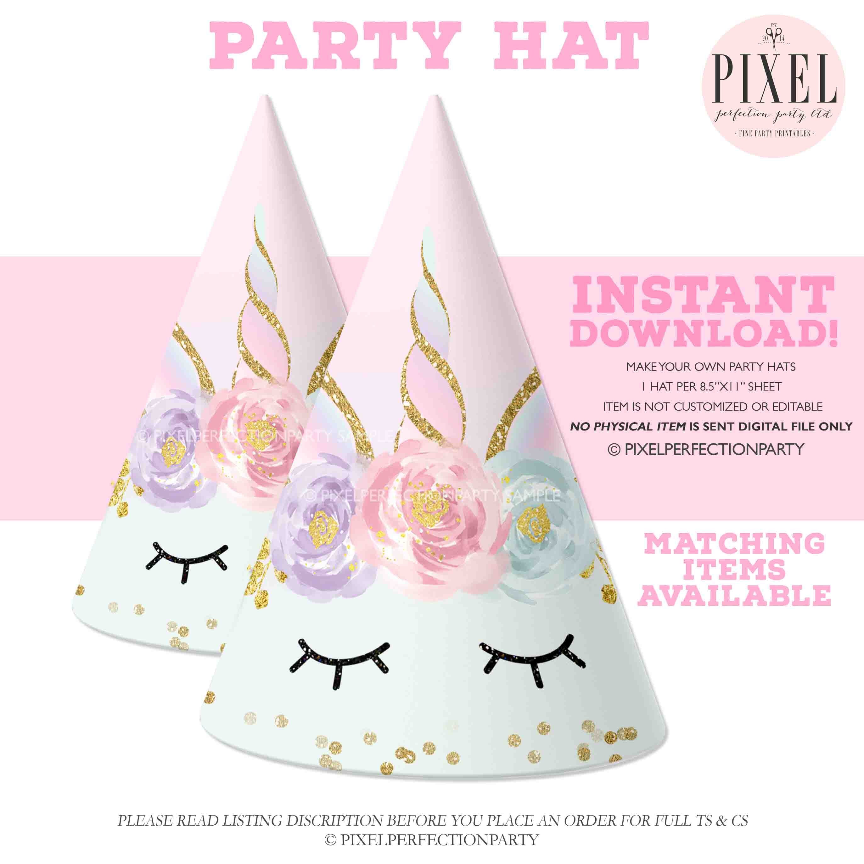 unicorn party hat printable unicorn party hat magical unicorn etsy