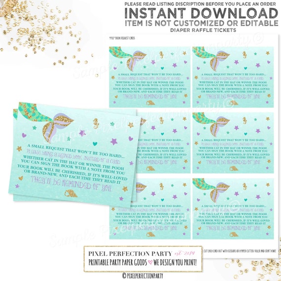 Mermaid Book Request Tickets A little Mermaid On The Book Request Ticket Under The Sea Book Request Ticket Instant download Book Request Il_570xn