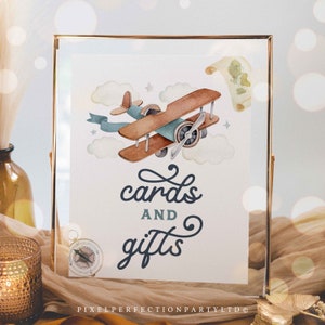 Cartes et cadeaux Signe de fête d'anniversaire avion vintage Voyage avion Anniversaire avion 1er anniversaire Décorations de fête Téléchargement instantané 96 ans