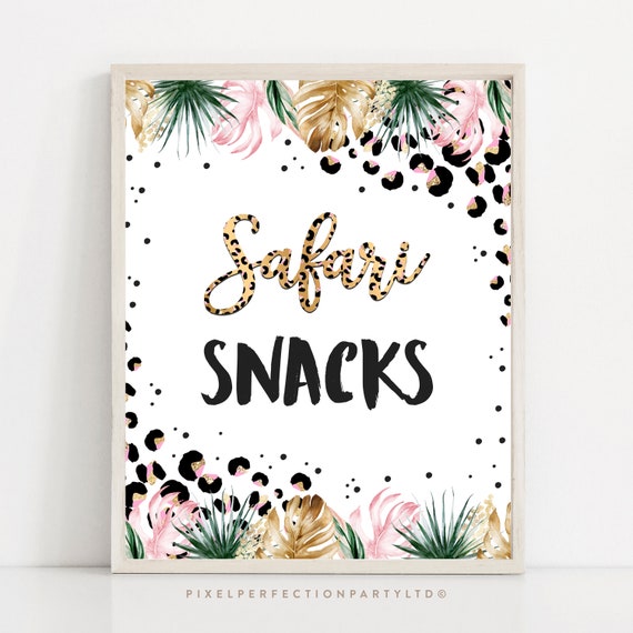 Safari Snacks Birthday Party Sign Drinks Food Table Sign Wild One Wild ...
