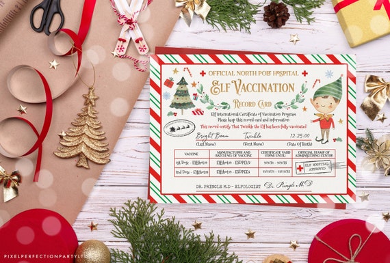 EDITABLE Elf Vaccination Card Elf Vaccine Letter Healthy Elf Certificate Card Letter From Your Elf Christmas Elf Letter Instant Download LE Il_570xn