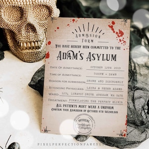 Halloween Lunatic Asylum Invitation Lunatic Asylum Invitation Adult Halloween Party Adult Halloween Lunatic Party Instant Download File AL