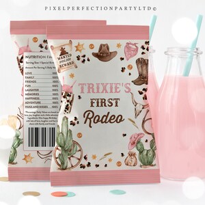 Editable Cowgirl Birthday Party Chip Bag Label Wild West Cowgirl Rodeo Birthday Party Southwestern Ranch Party Favors Instant Download QW